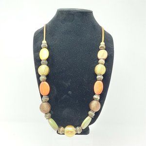 Chunky Wood Bead Necklace Adjustable Vintage Fashion Costume Jewelry